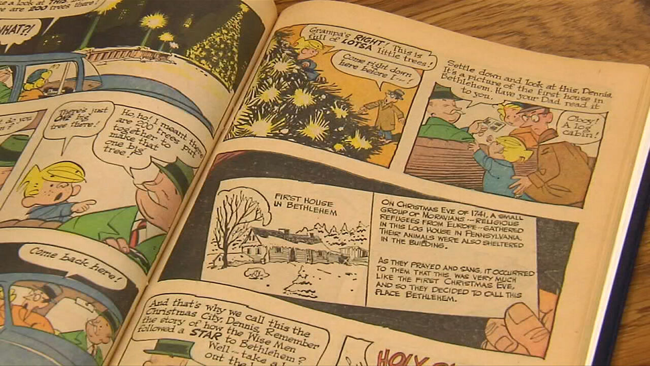 Dennis the Menace in Bethlehem the Christmas City comic strip inside